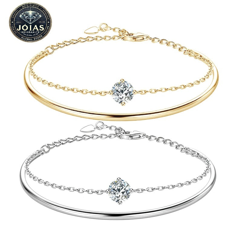 Pulseira de Luxo Moissanite com Dupla Camada | Tendência 2024