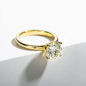 Anel Dourado de Noivado de Moissanite de 1 Ct, 2 Ct ou 3 Ct