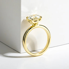 Anel Dourado de Noivado de Moissanite de 1 Ct, 2 Ct ou 3 Ct