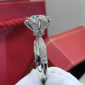 Anel de Casamento Moissanite Luxo 2ct com Certificado GRA