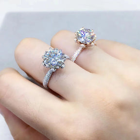 Anel de Casamento Moissanite Luxo 2ct com Certificado GRA