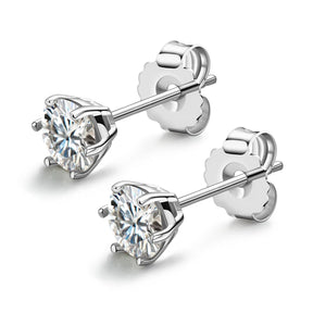 Brincos Solitários de  Moissanite Luxo 1 Quilate - 5 mm ou 6,5 mm