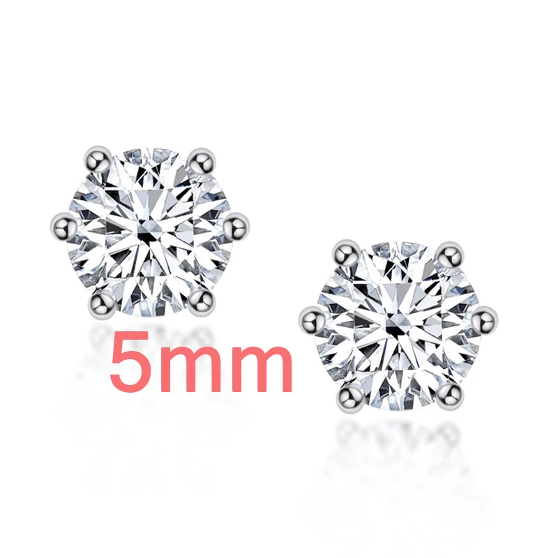 Brincos Solitários de  Moissanite Luxo 1 Quilate - 5 mm ou 6,5 mm