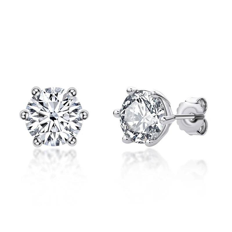 Brincos Solitários de  Moissanite Luxo 1 Quilate - 5 mm ou 6,5 mm