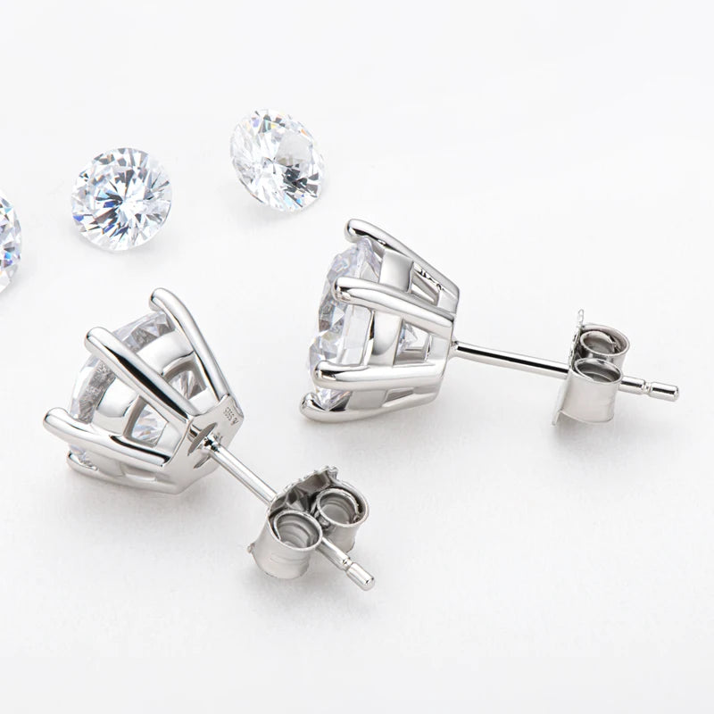 Brincos Solitários de  Moissanite Luxo 1 Quilate - 5 mm ou 6,5 mm