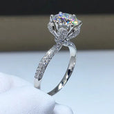 Anel de Casamento Moissanite Luxo 2ct com Certificado GRA