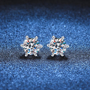 Brincos Solitários Moissanite com Fecho Rosqueado-Stud